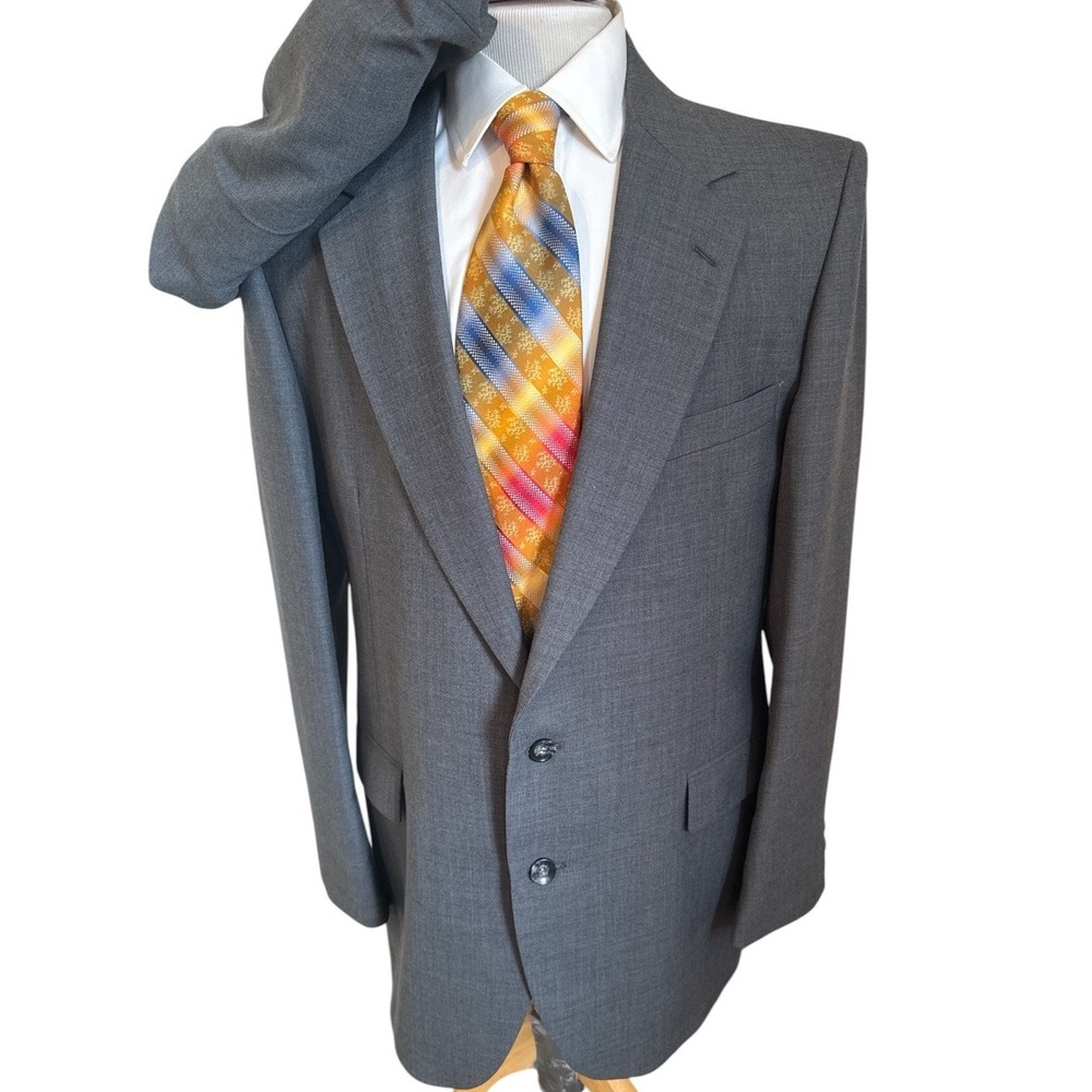 Vintage American Trend Mens Blue 2 Piece Wool Blend Suit 44L Pants 38 X 30 USA